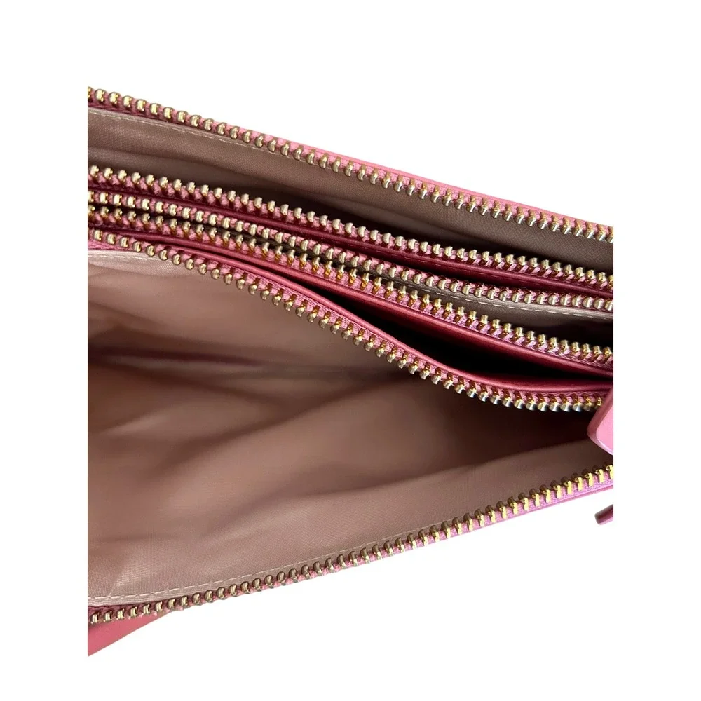 JW PEI Stella Pink Vegan Leather Triple Zip Crossbody Bag